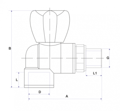 Кран шаровой для радиатора угловой Valfex 25х1/2 (40/10), 16952