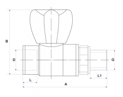 Кран шаровой для радиатора прямой Valfex 25х3/4 (50/10), 15544